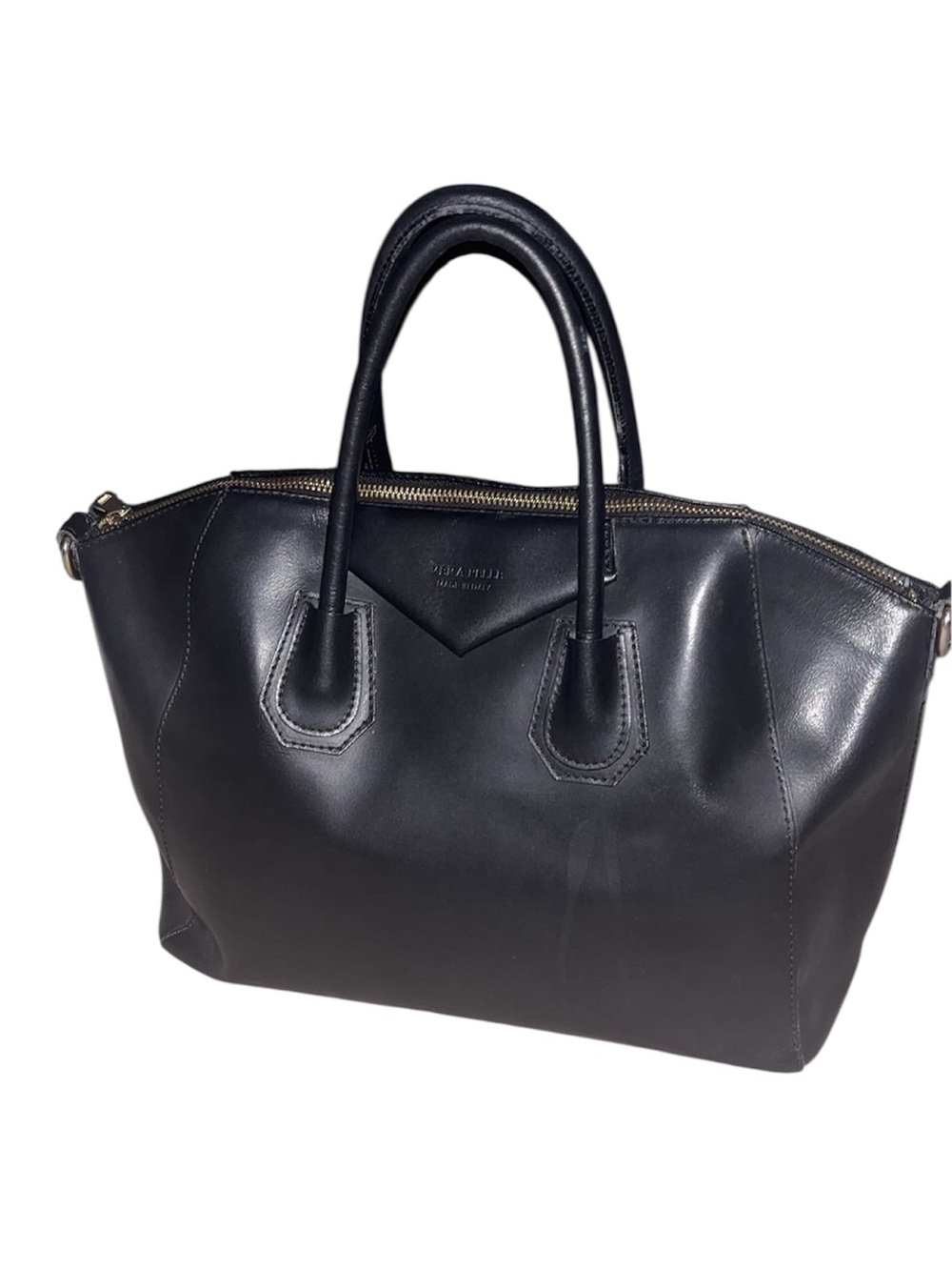 Vera Pelle Italy Black Givenchy Antigone’s -inspired Leather Satchel
